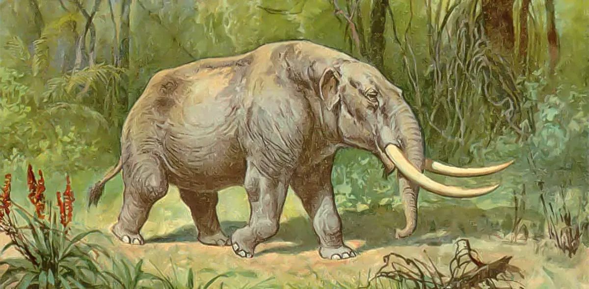 rendering of a mastodon in the wild