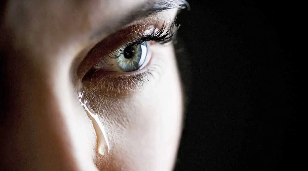 woman crying tear